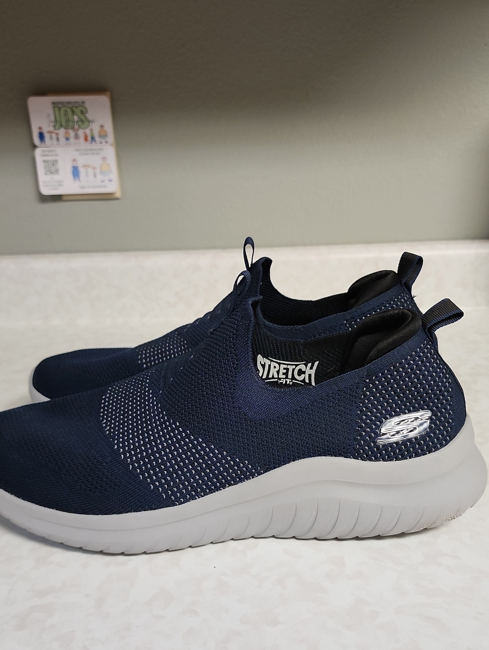 Skechers Navy Slip-On Stretch Knit Athletic Sneakers mens 13W ..wide number 57